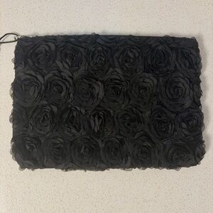 Nila Anthony Black Rosette Clutch N2